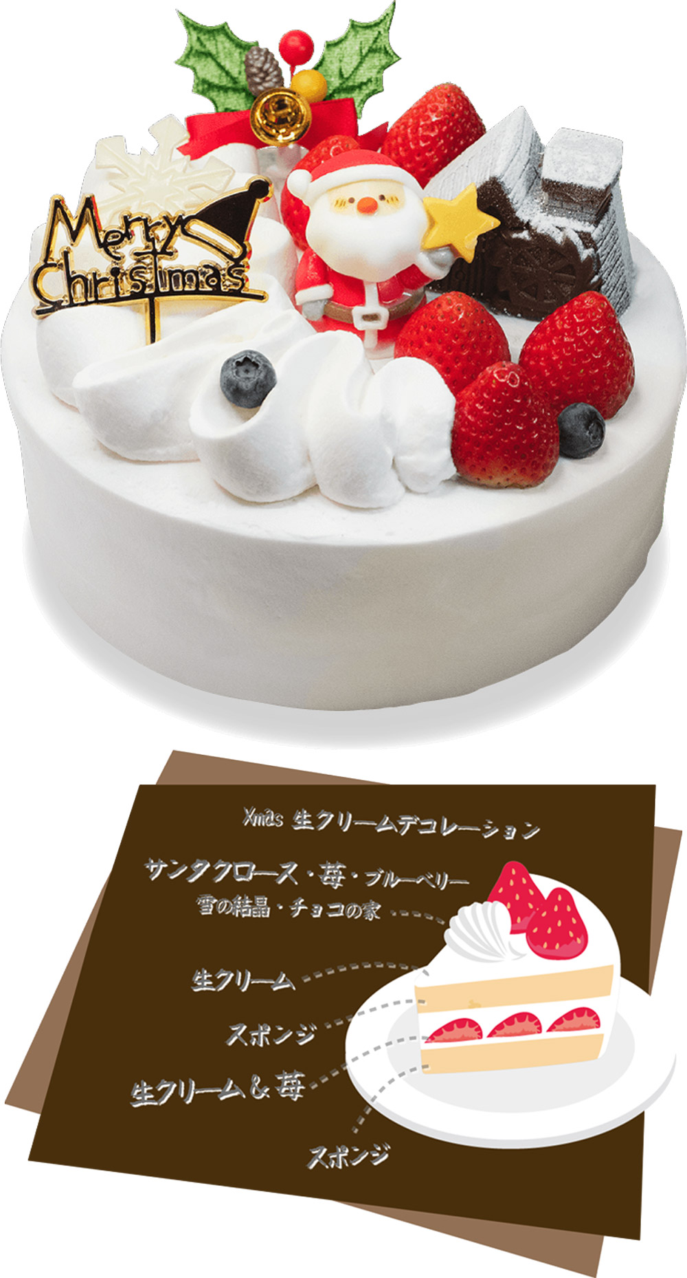 クリスマスケーキ2025 Xmas生クリームデコレーション